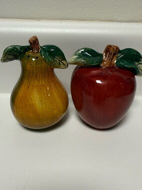 Sakura Red Apple and Yellow Pear Ceramic Salt and Pepper Shakers
